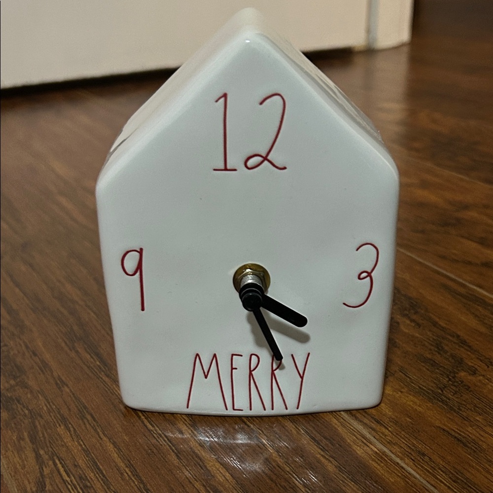Rae Dunn White and Red Merry Clock